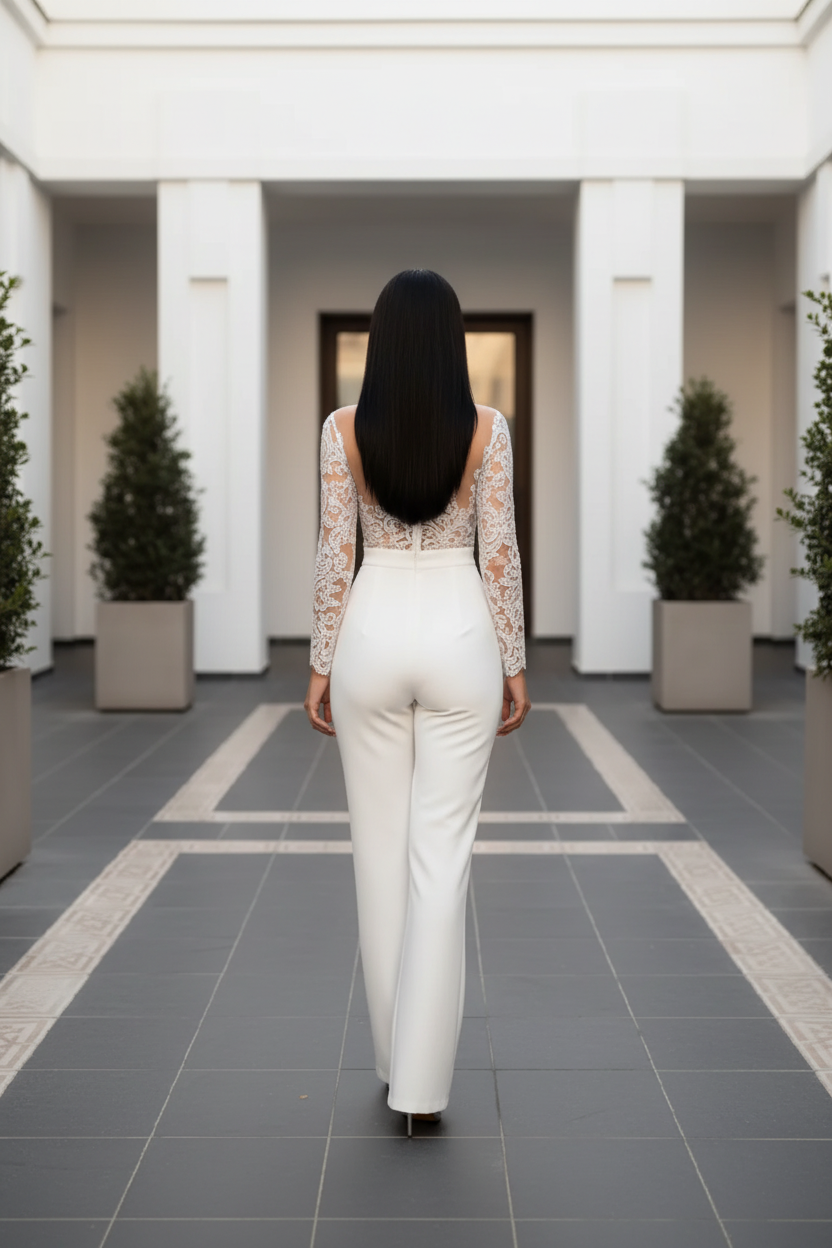 Salopeta mireasa cu broderie aplicata  Seda