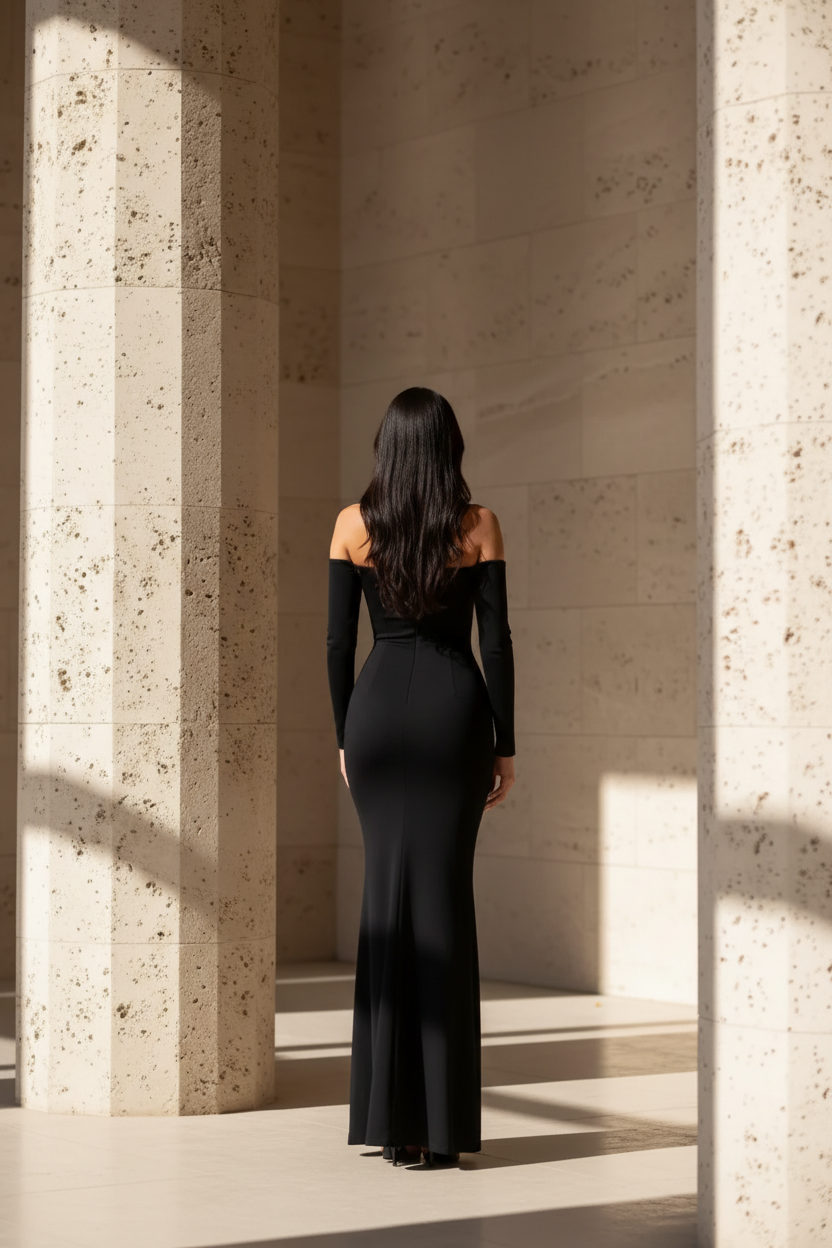 Rochie lunga cu maneci detasabile Seda