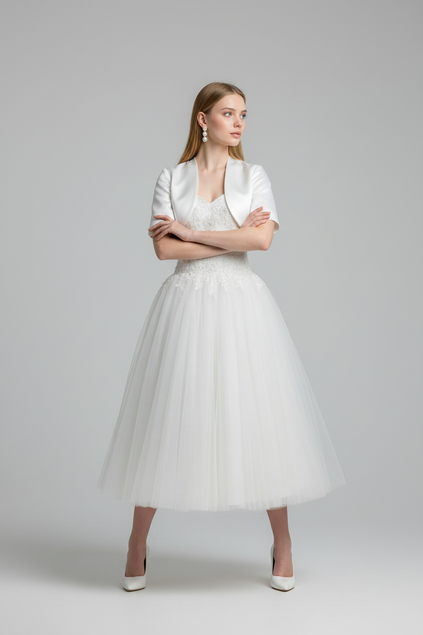 Bolero cu maneca scurta mireasa Iselin