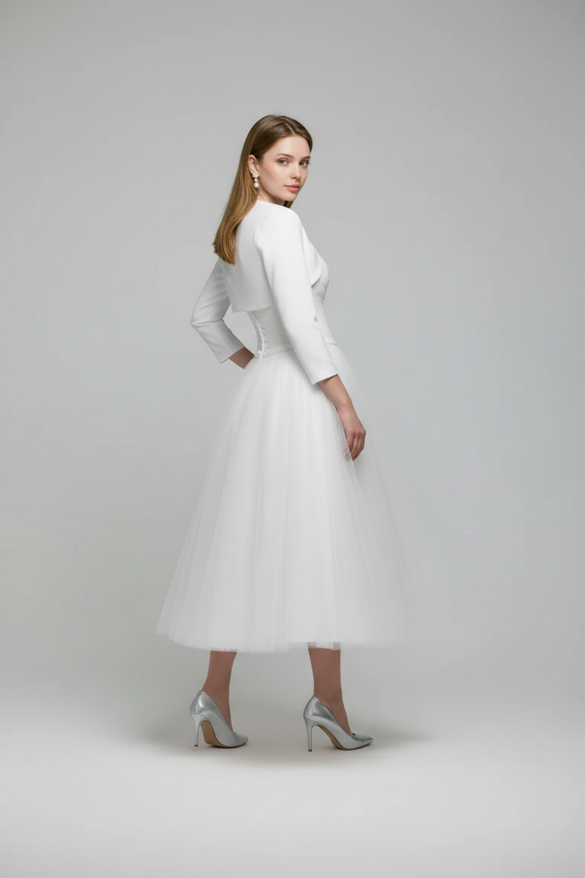 Bolero cu maneca scurta mireasa Iselin