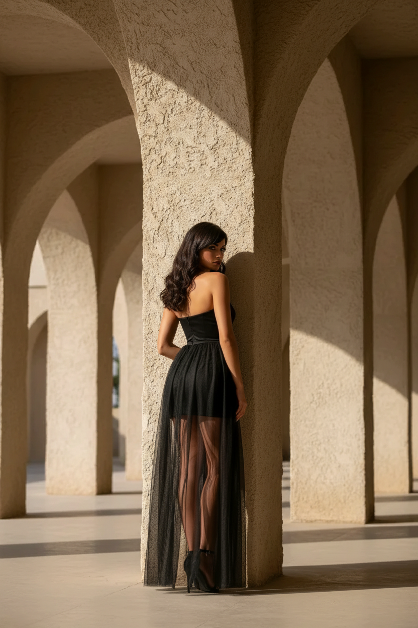 Rochie lunga cu trena detasabila Ila