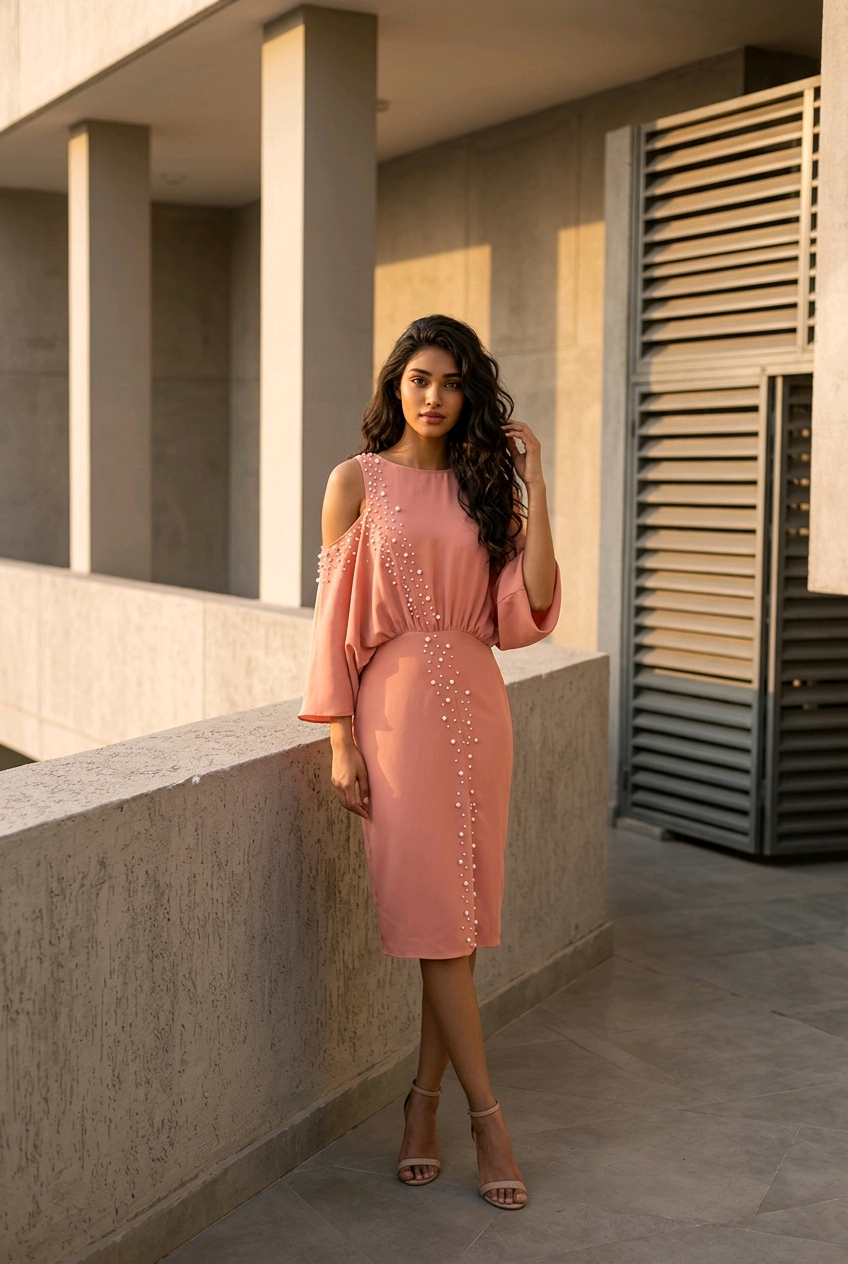 Rochie midi cu perle