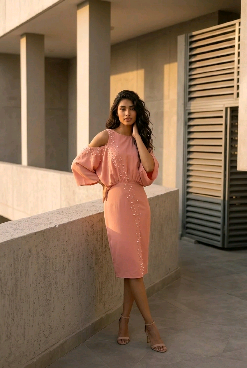 Rochie midi cu perle