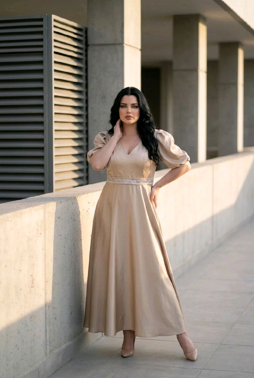 rochie din tafta accesorizata in talie