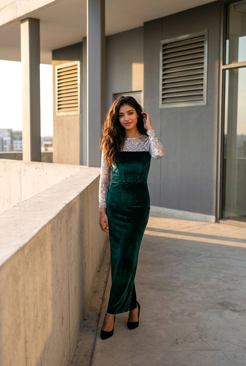 Rochie din catifea si corset