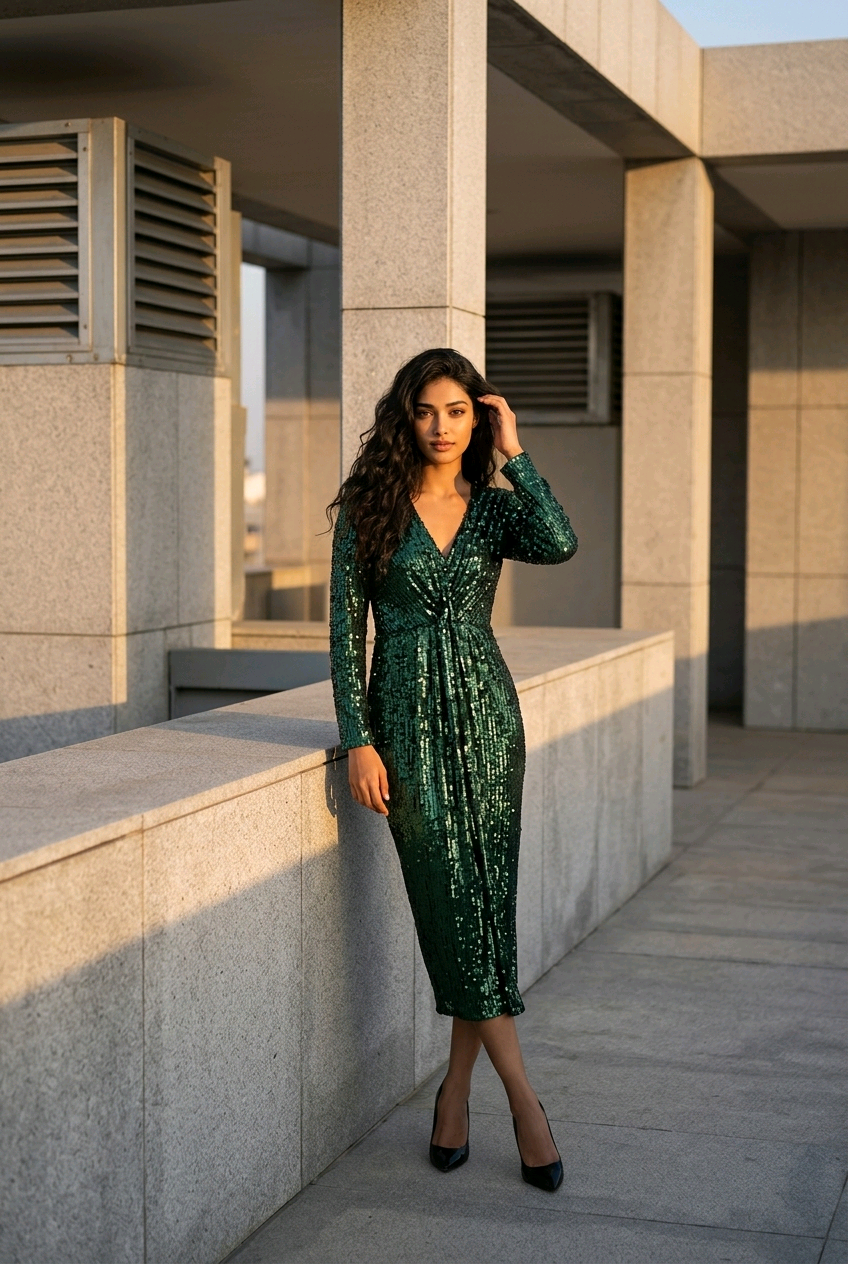 Rochie midi din paiete