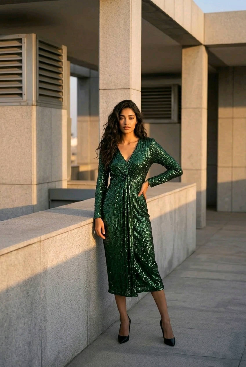 Rochie midi din paiete