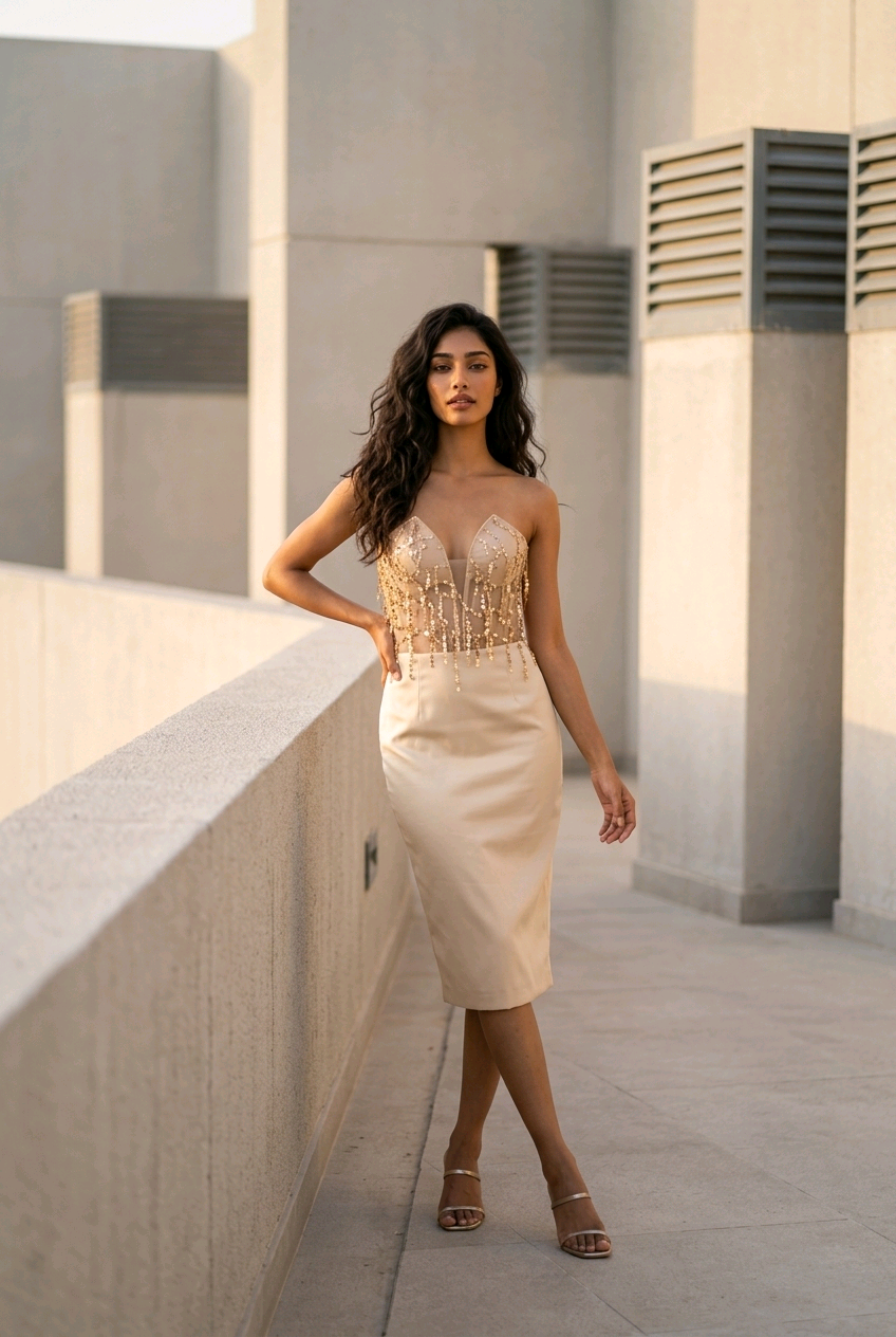 Rochie midi bej deschis