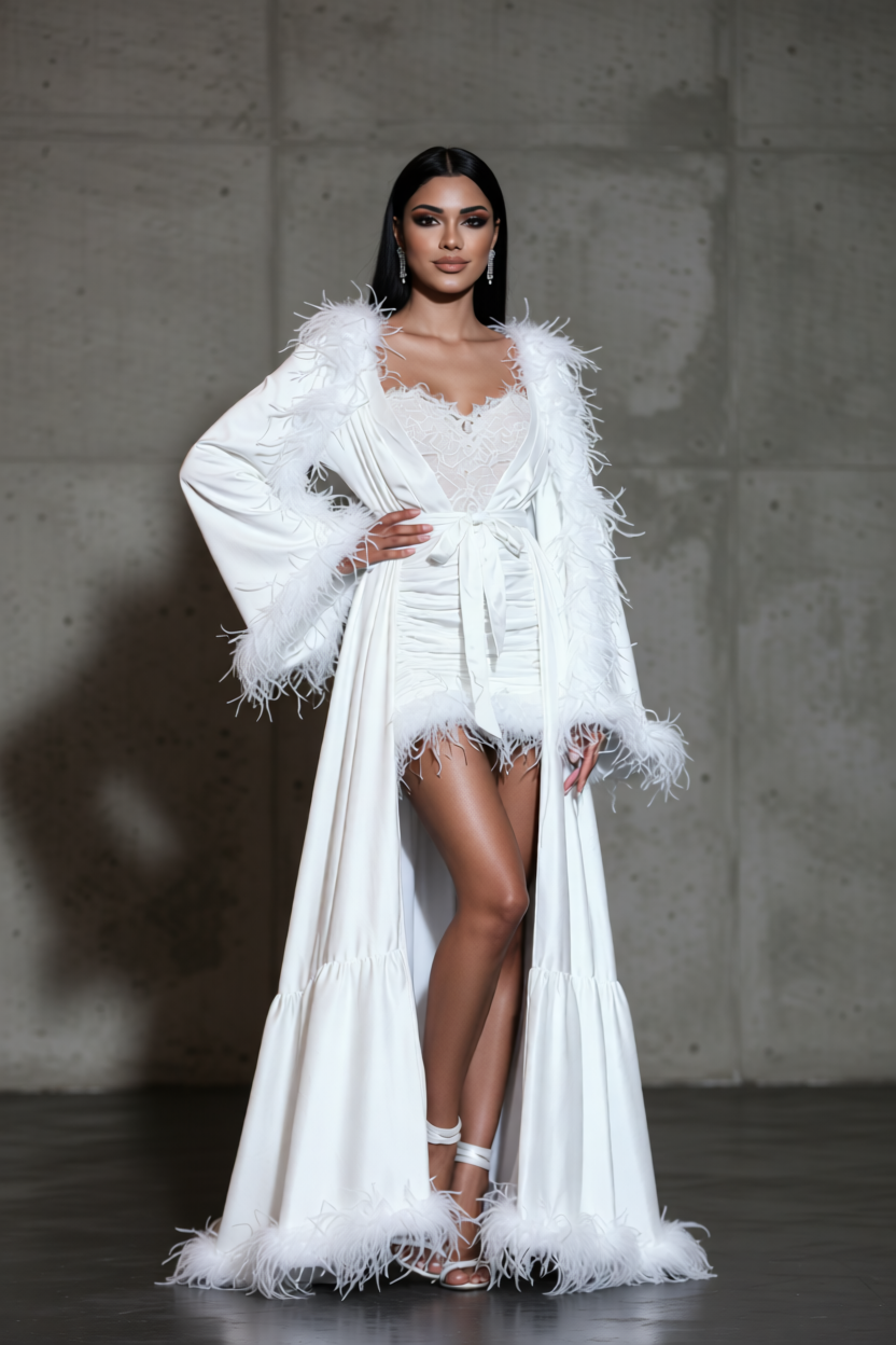 Long robe with feathers Belinda 