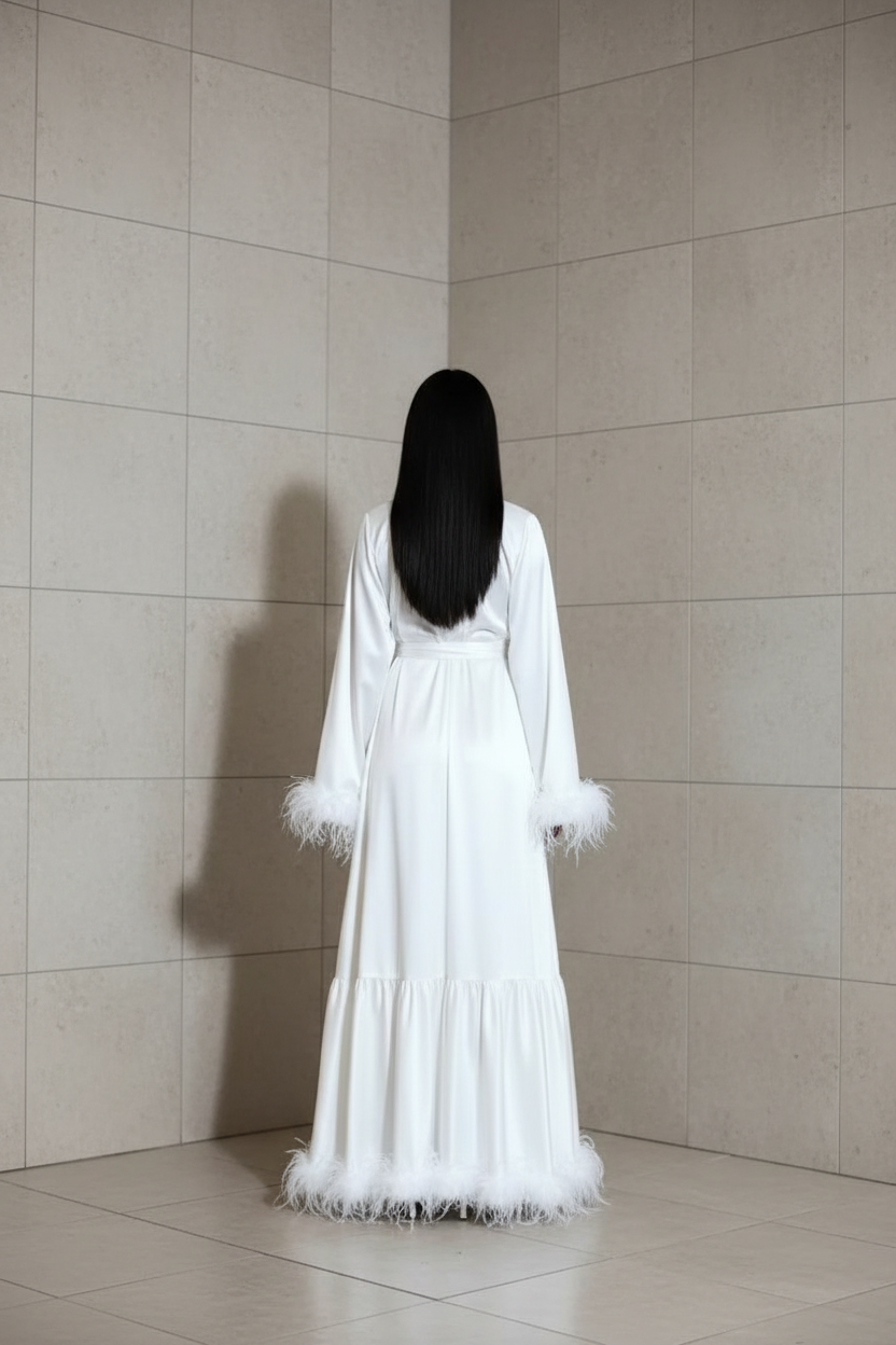 Long robe with feathers Belinda 
