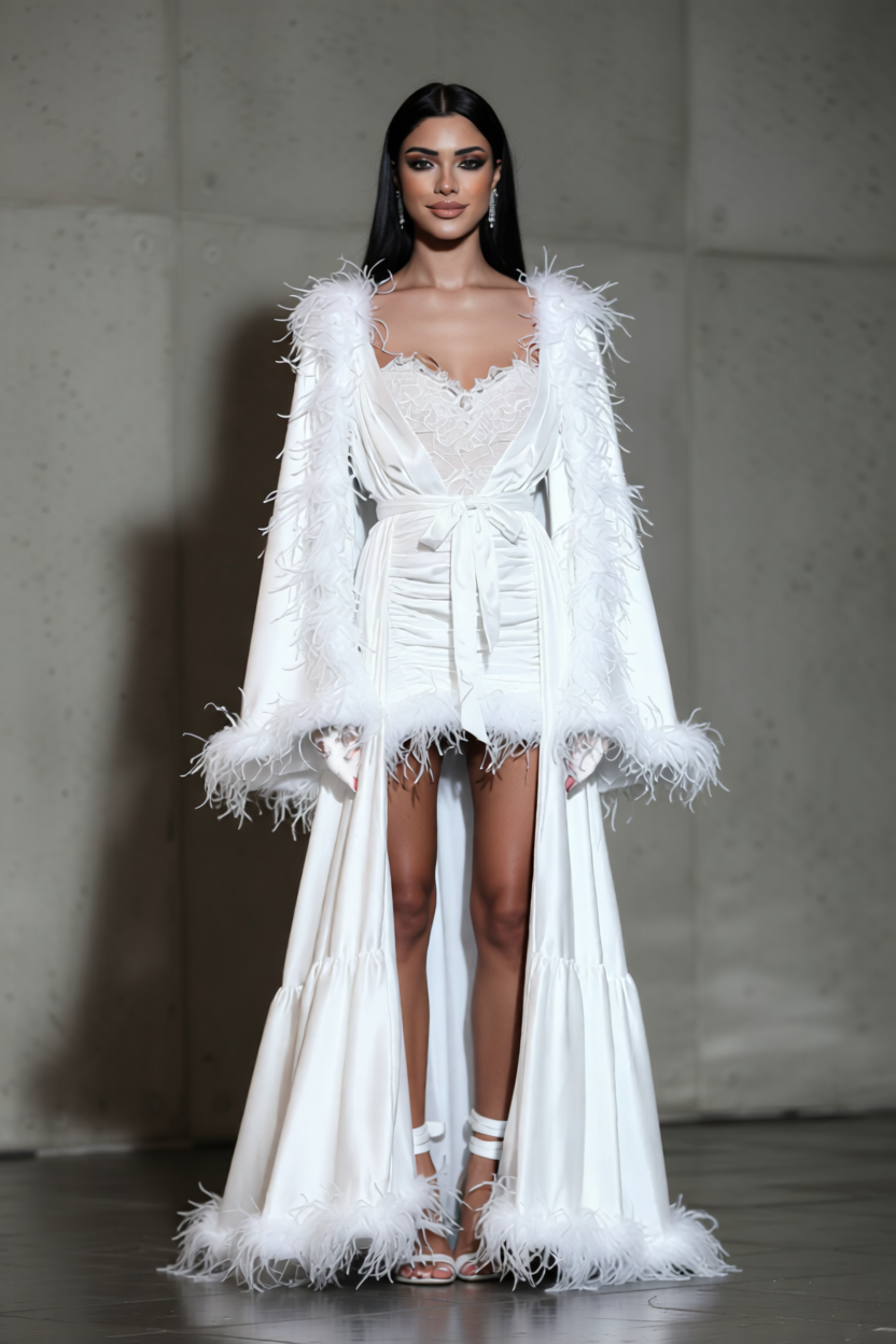 Long robe with feathers Belinda 