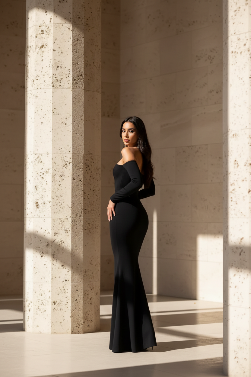 Rochie lunga cu maneci detasabile Seda