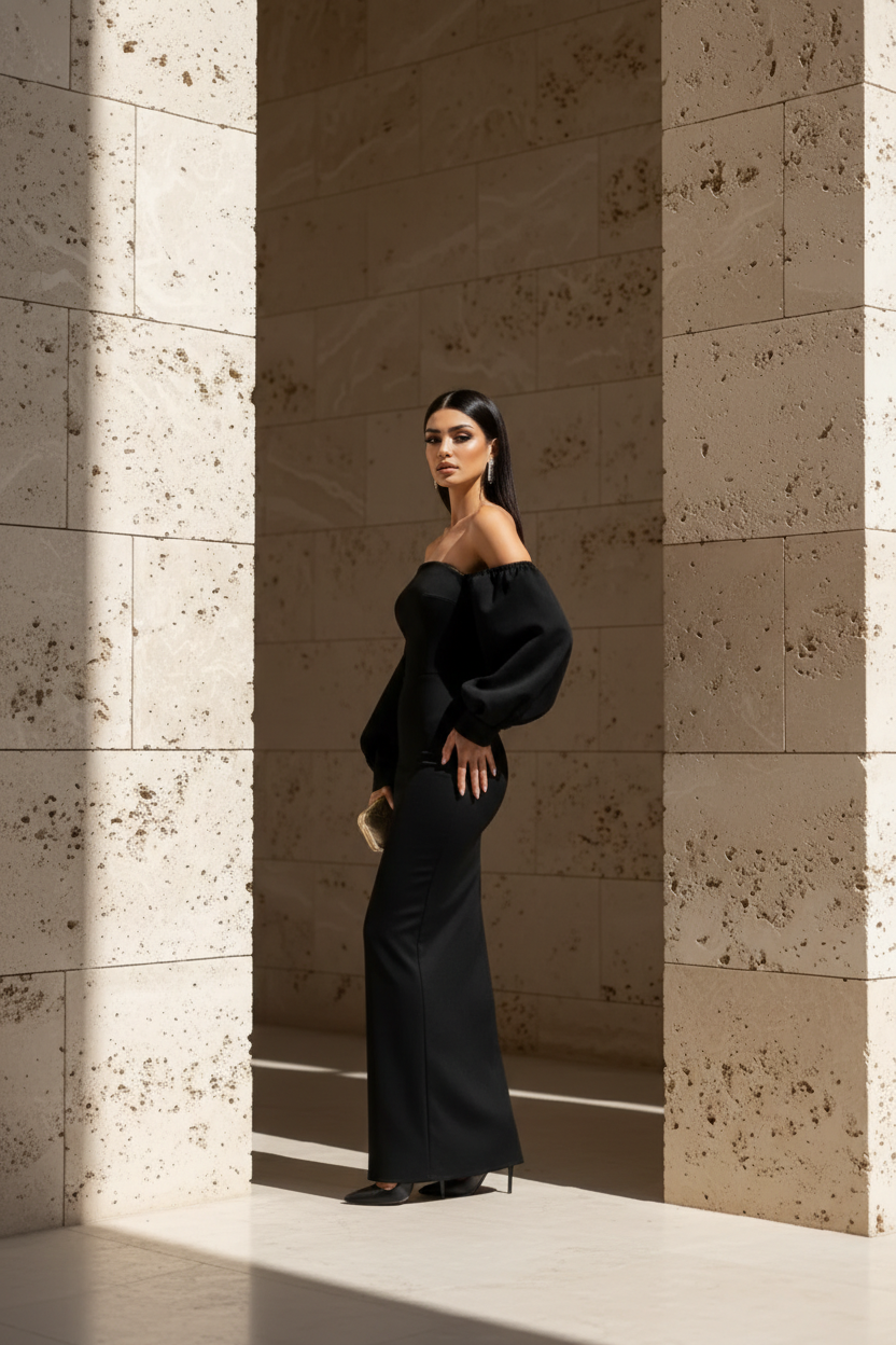 Rochie lunga cu maneci detasabile Alia