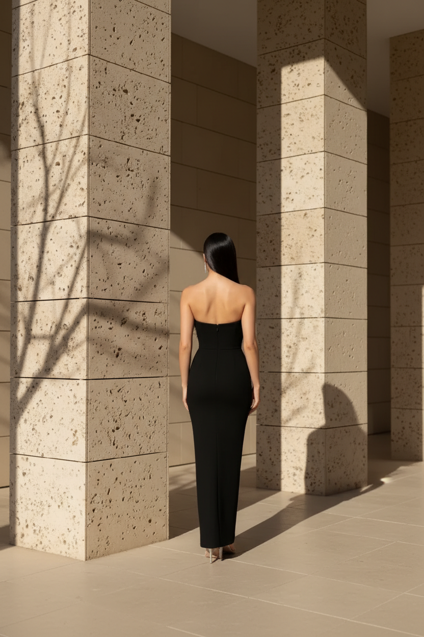 Rochie eleganta lunga cu pene Freya