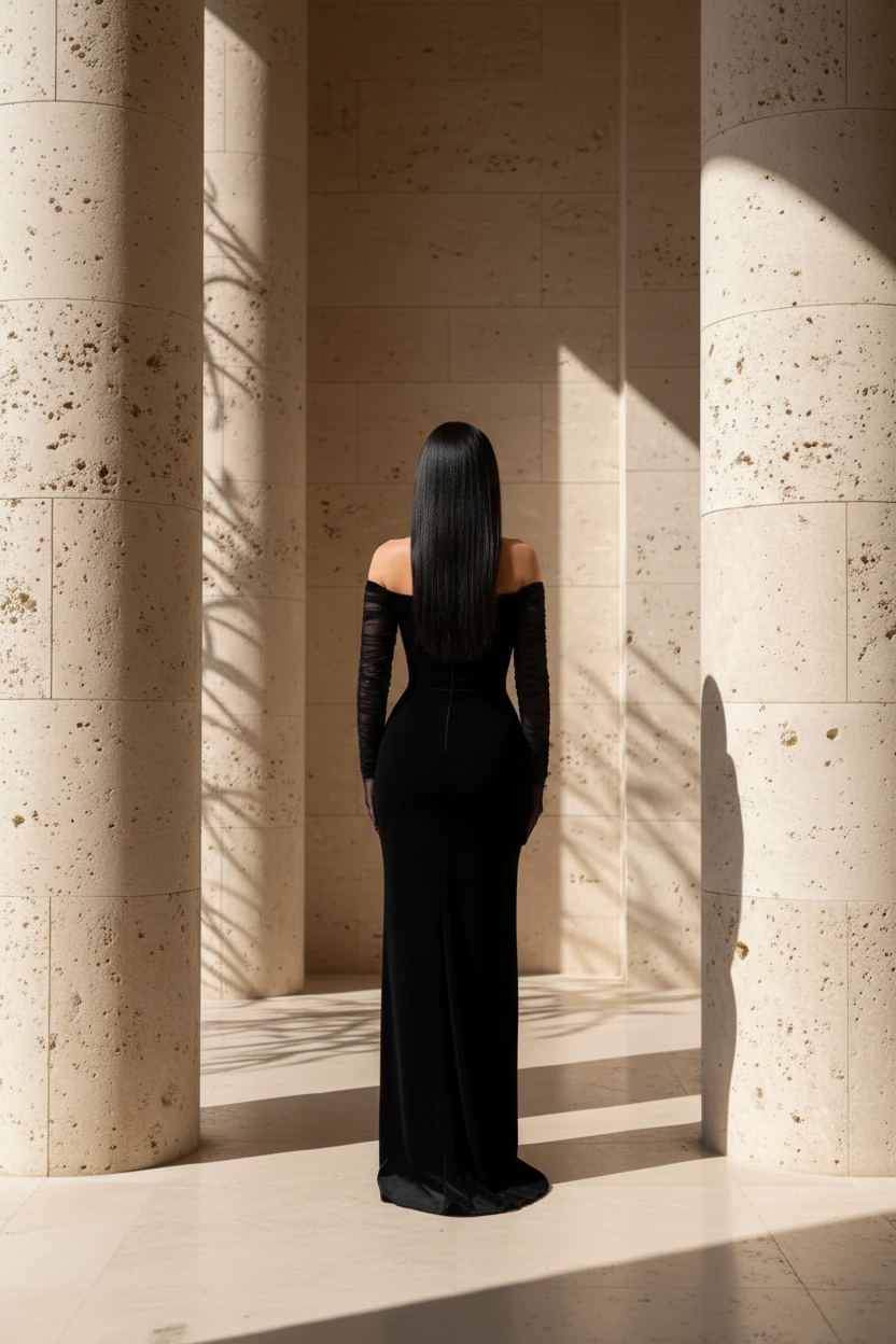 Rochie lunga cu o usoara trena Latifah