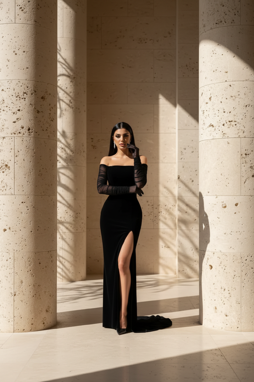 Rochie lunga cu o usoara trena Latifah