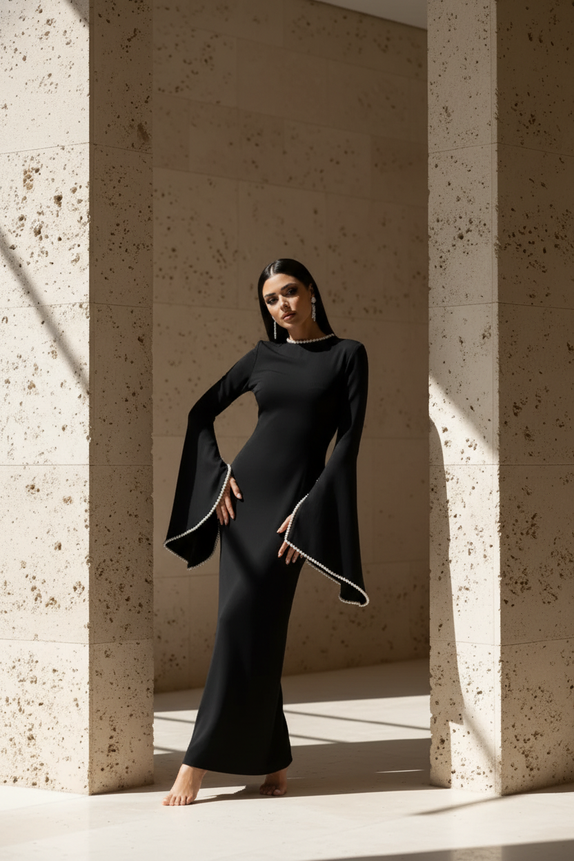 Rochie lunga cu maneci ample Mila