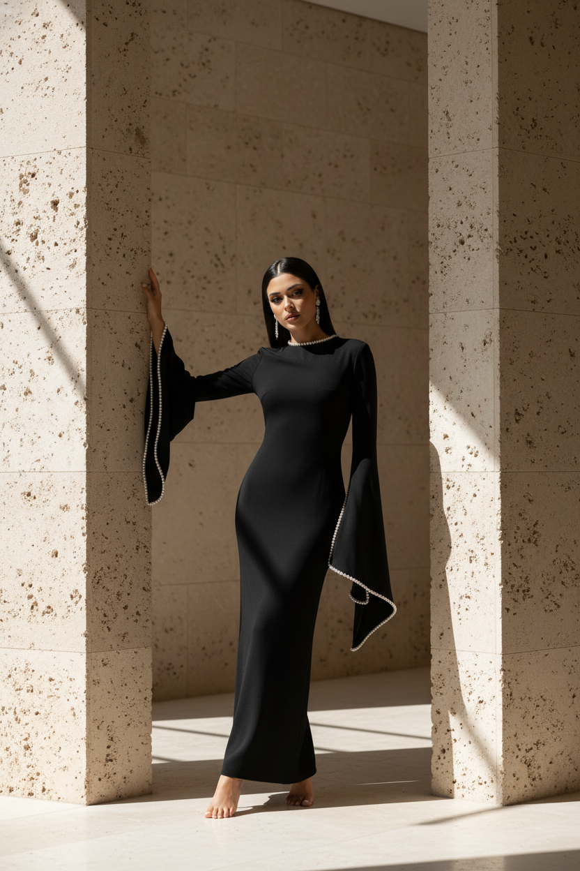 Rochie lunga cu maneci ample Mila