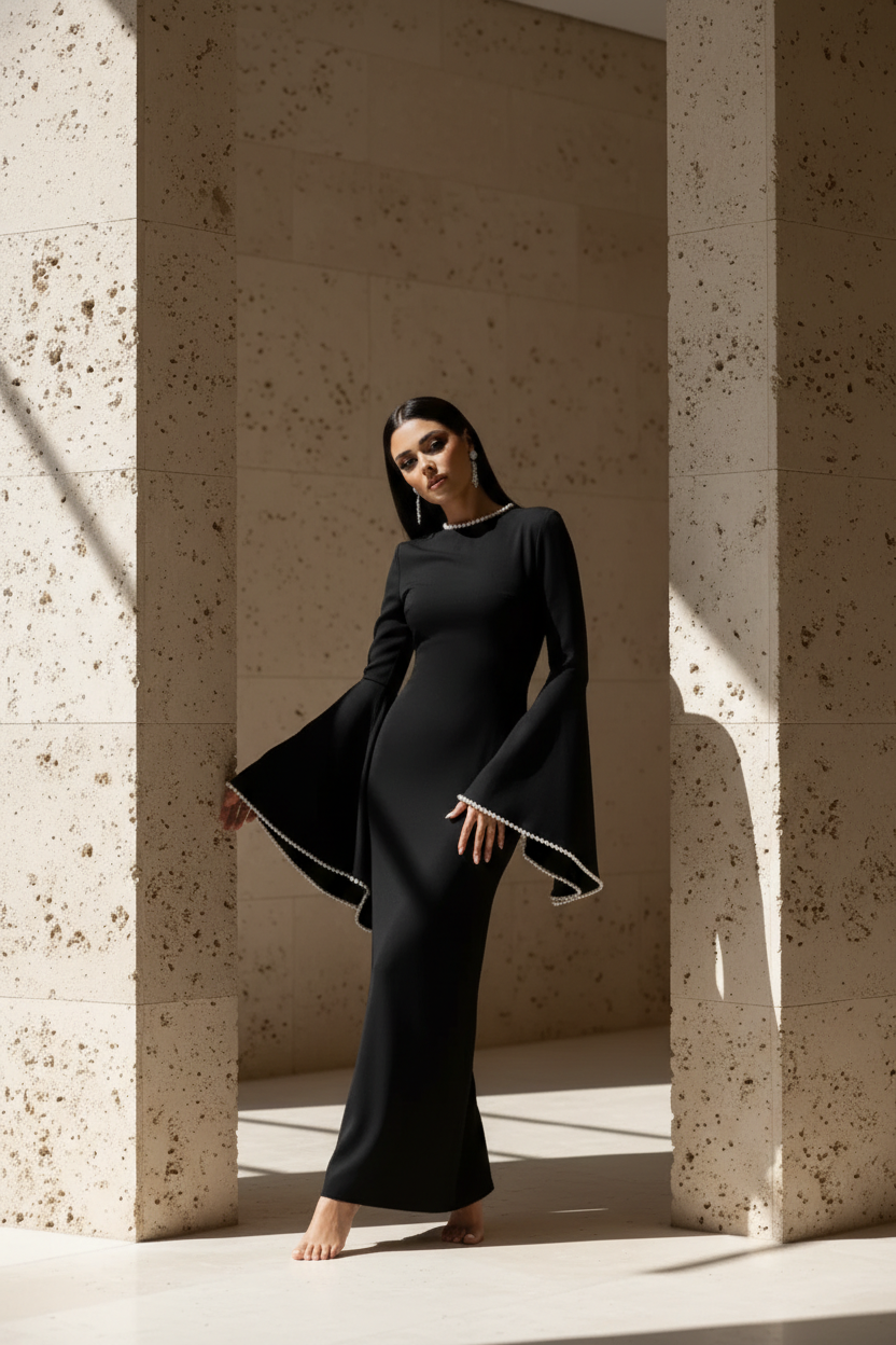 Rochie lunga cu maneci ample Mila