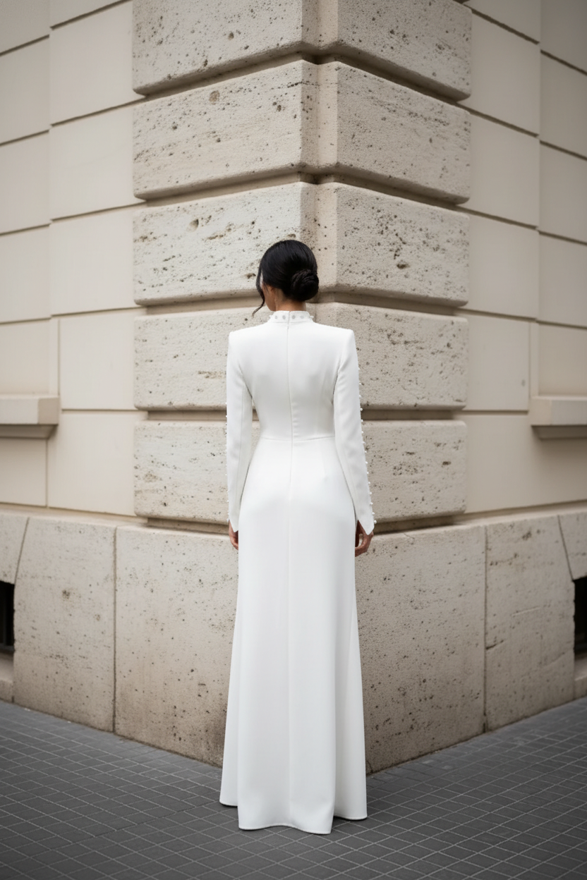 Long Ginger Bridal Dress