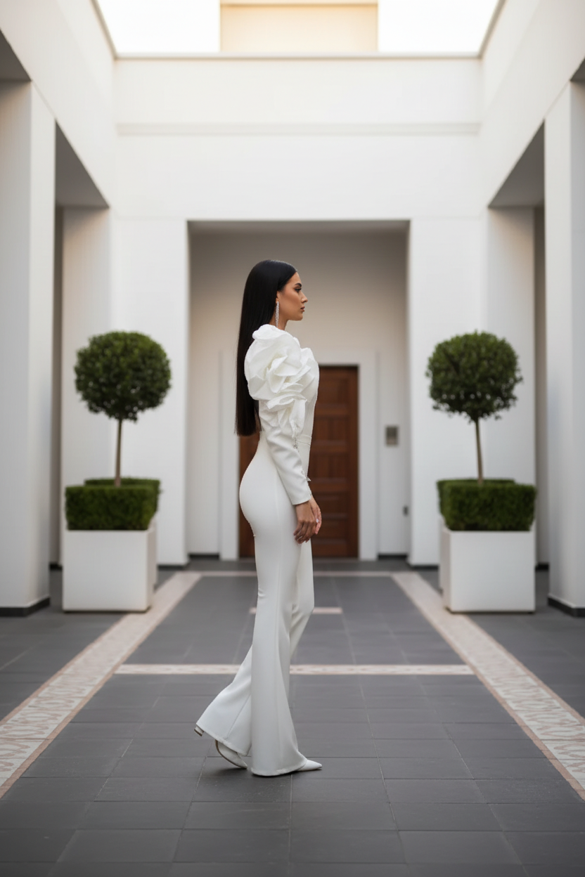 Salopeta accesorizata cu maeca mireasa Nailah