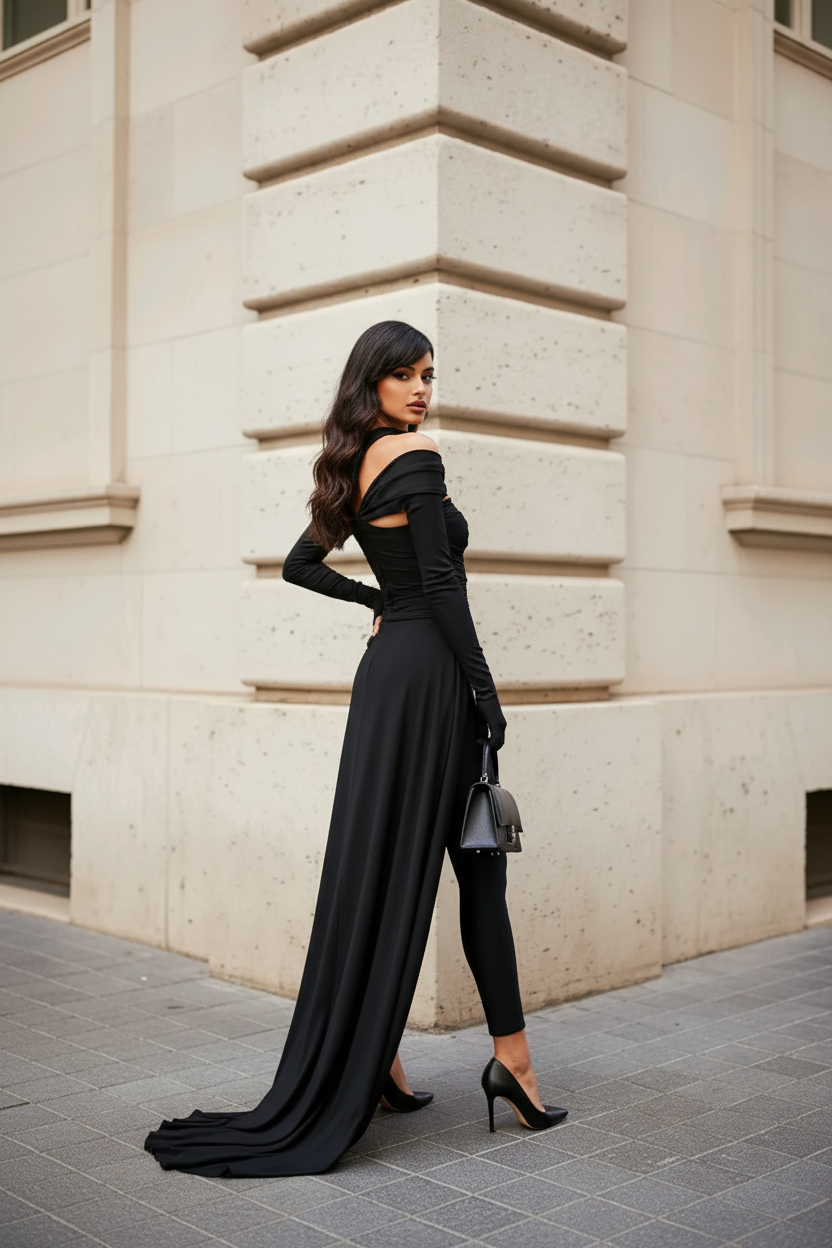 Salopeta din lycra cu trena Iselin