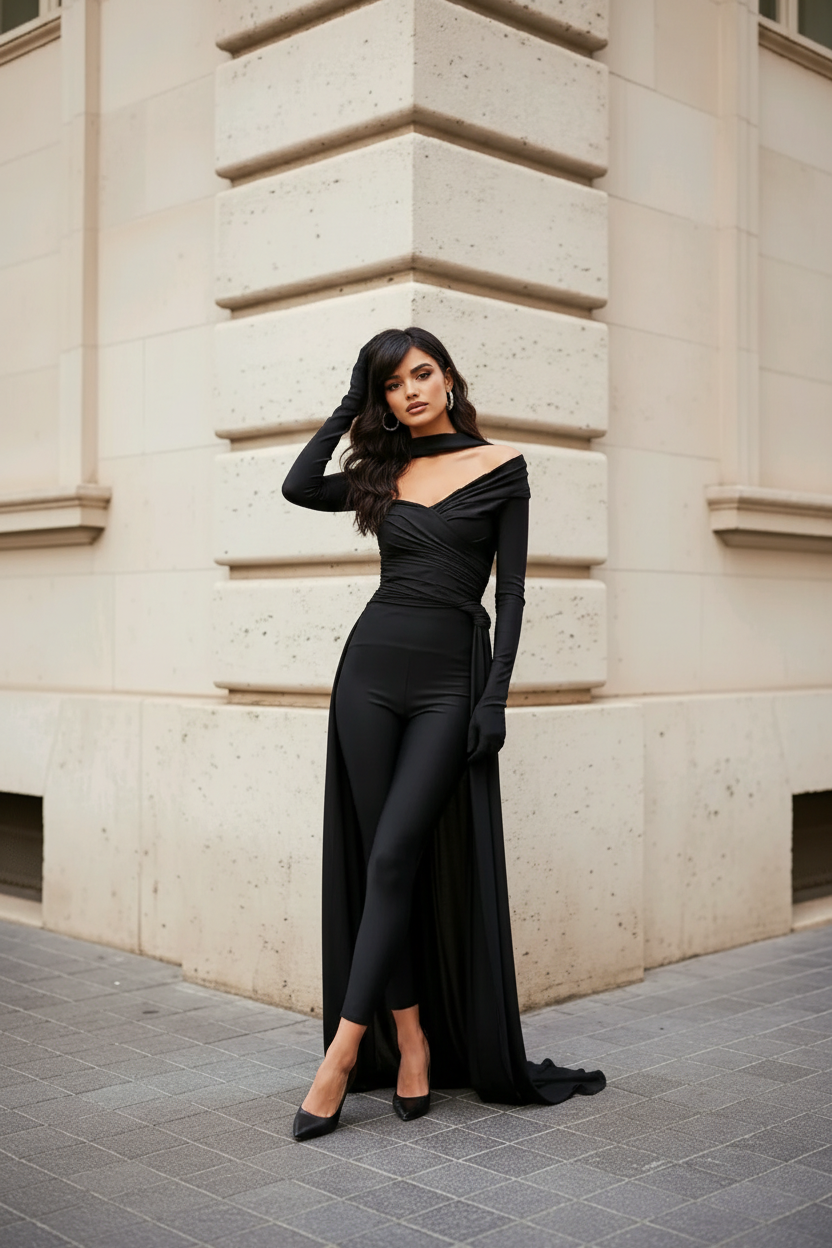 Salopeta din lycra cu trena Iselin