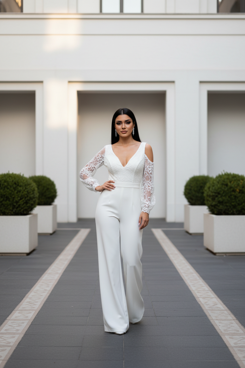 Salopeta mireasa  cu broderie Tarika